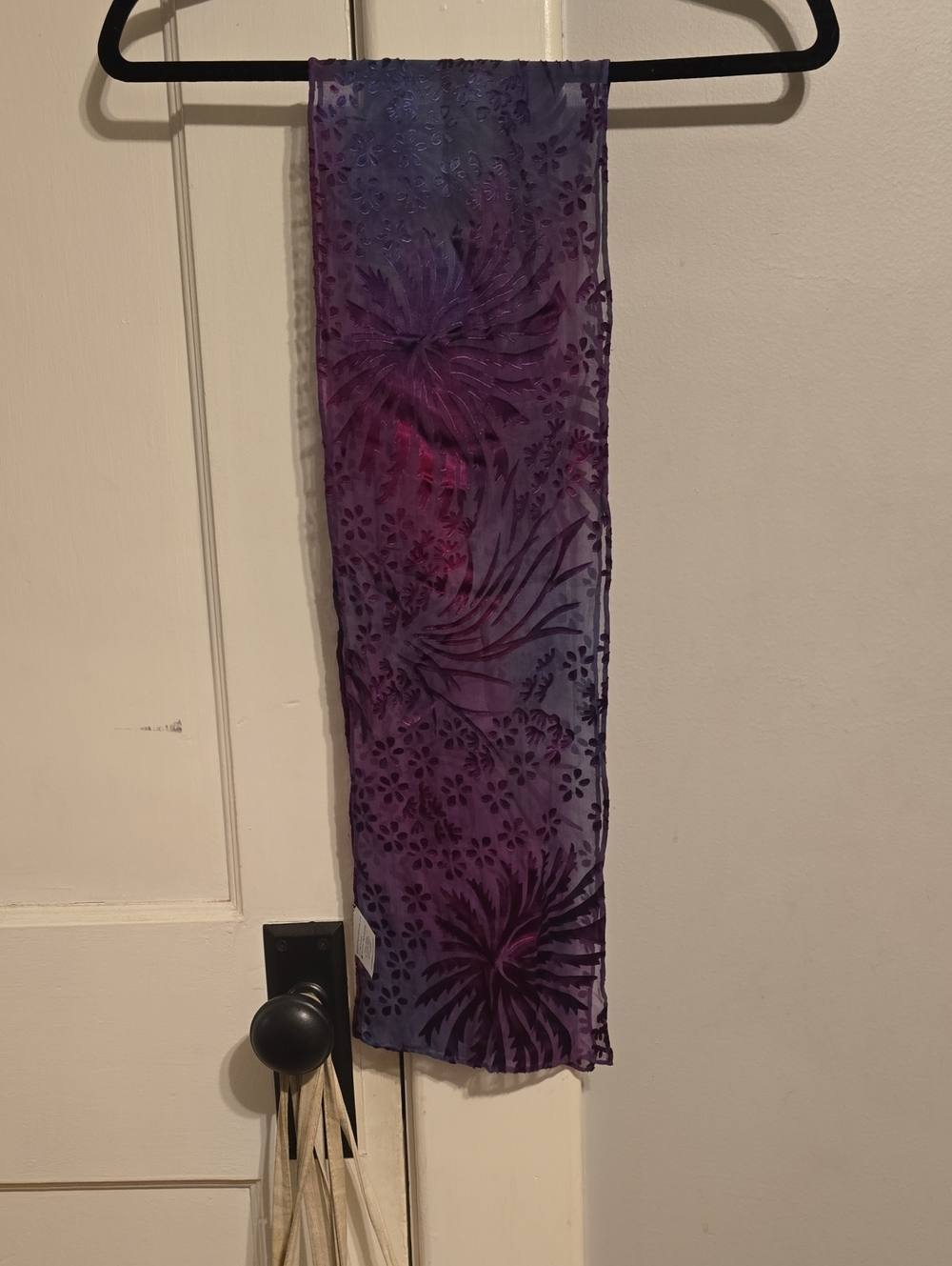 Purple Floral Burnout Scarf